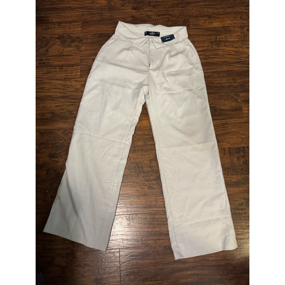 Hollister Ultra High Rise Gray Wide Leg Pants Womens Pleated Trouser Sz:6L